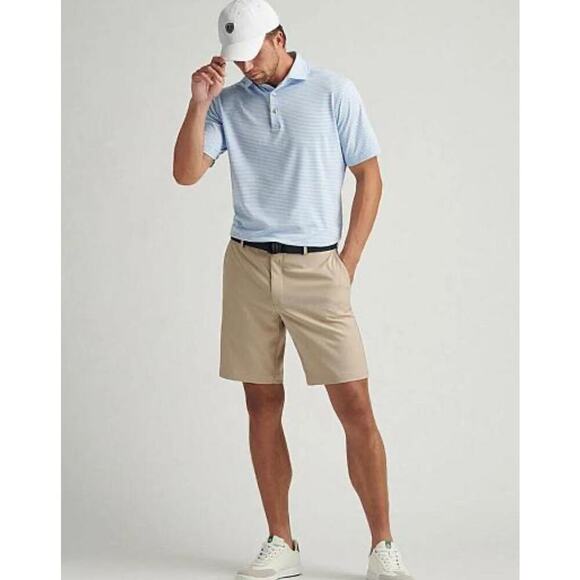 Peter Millar Twill Shorts Men’s 38 Khaki Coastal Preppy Summer Vacation Neutral - Picture 1 of 7